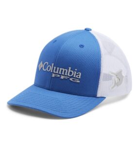 columbia unisex pfg mesh snap back ball cap, vivid blue/marlin, one size