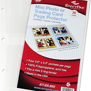 EnvyPak Platinum Series 4 Pocket Trading Card Page for Mini Binders - Pack of 20 Pages