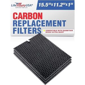activated carbon deodorizer charcoal filter replacement compatible with rabbit air biogs spa-421a & spa-582a high-efficiency air cleaners by lifesupplyusa (3-pack)