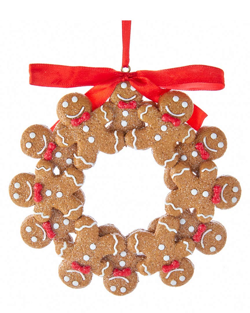 Kurt S. Adler Gingerbread Boy Wreath Christmas Tree Ornament T2592