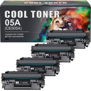 cool toner compatible ce505a toner cartridge replacement for hp 05a ce505a toner cartridge work with hp laserjet p2035 p2035n p2055dn p2030 p2050 p2055x (black, 4-pack)