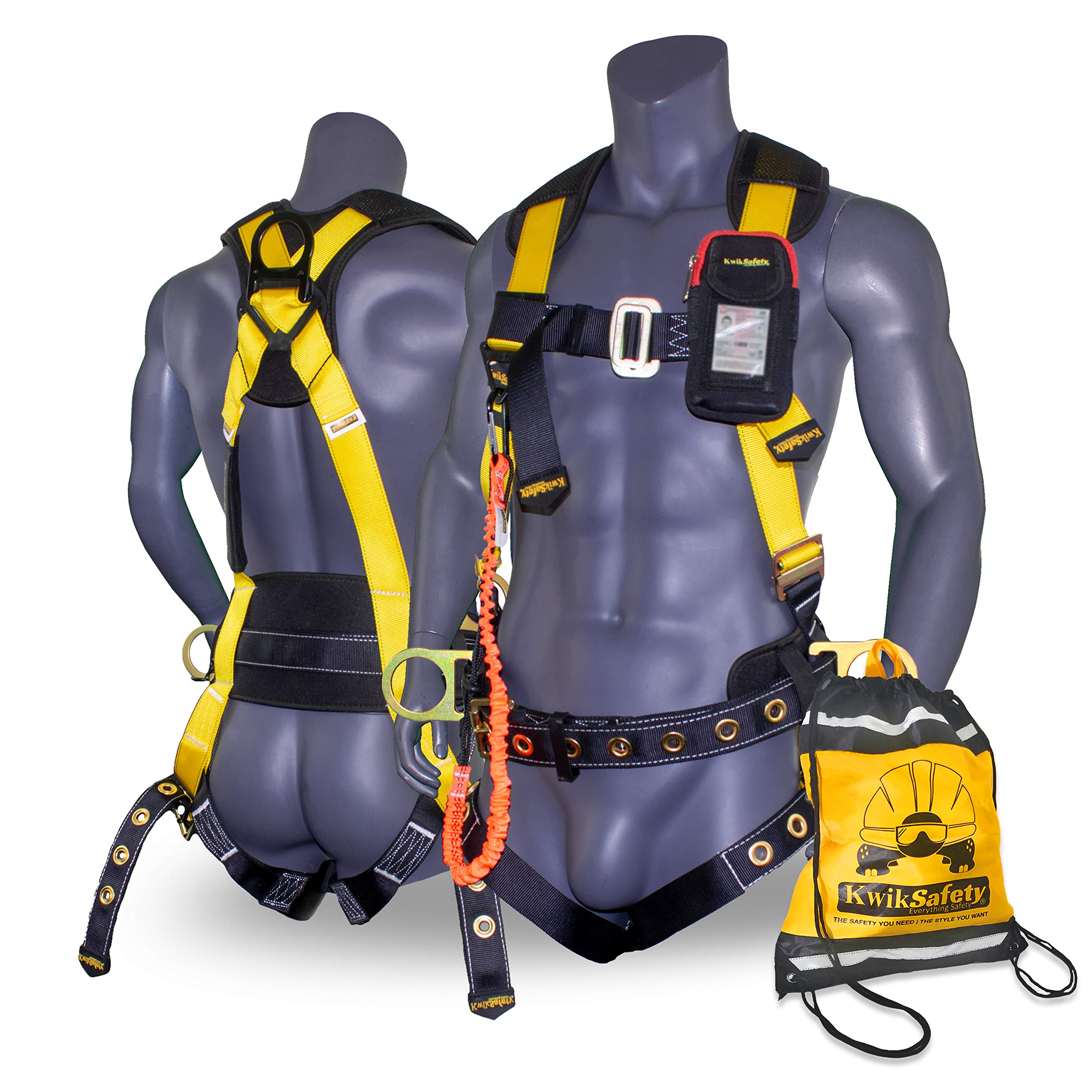 KwikSafety - Charlotte, NC - TYPHOON Safety Harness [CUSHIONED BACK & SHOULDER SUPPORT] ANSI OSHA Full Body Fall Protection Work Equipment Construction Tower Climbing Roofing Scissor Lift