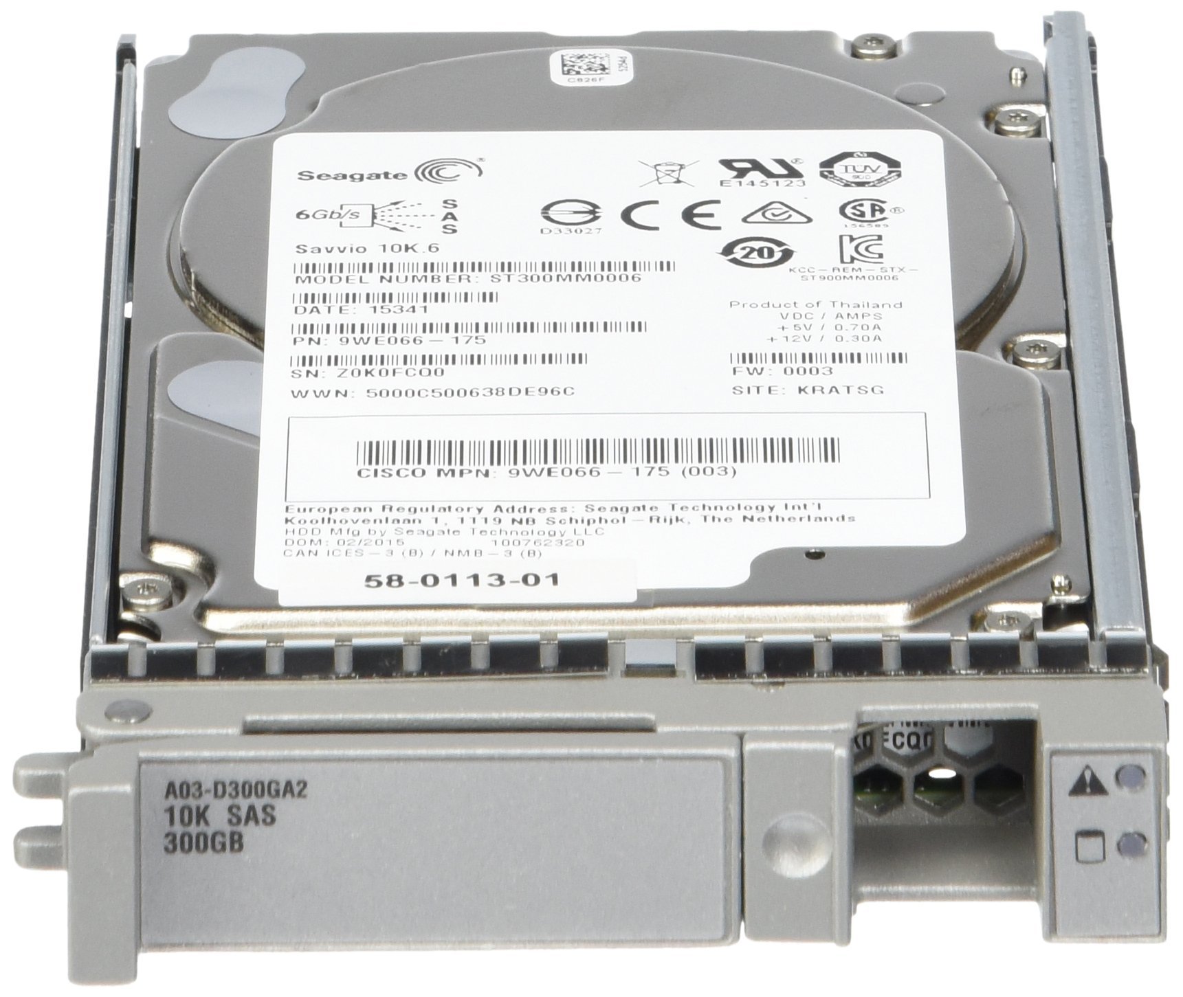 Cisco A03-D300GA2 300GB 10K SAS 6GBPS SFF HDD - 9WE066-175, ST300MM0006, 08-0113-01 (Renewed)