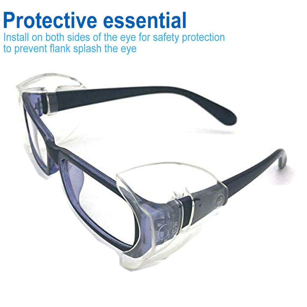 KMDJG 11 Pairs Safety Eye Glasses Side Shields,Slip On Clear Side Shields for Safety Glasses Fits Medium to Large Eyeglasses Frames（10 Pairs Clear and 1 Pair Sapphire Blue）