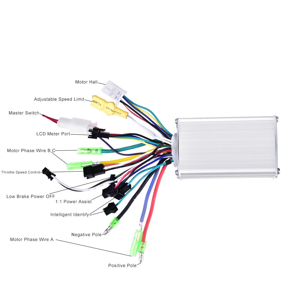 SolUptanisu Electric Bike Motor Controller,36V/48V 350W Brushless Motor Controller with LCD Panel for Electric Bike Scooter