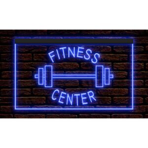 160034 open fitness center gym room home decor display led light neon sign (12" x 8", blue)