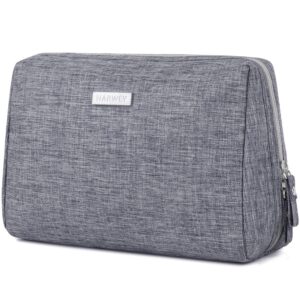 large makeup bag zipper pouch travel cosmetic organizer for women (large, grey)