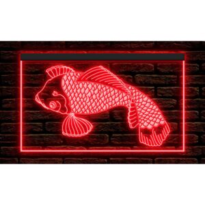100043 koi japanese fish traditional tattoo shop studio home decor display led light neon sign (12" x 8", red)