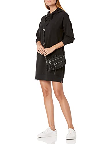 The Drop Women's Iona Long Sleeve Hooded Mini Sweatshirt Dress, Black, XL