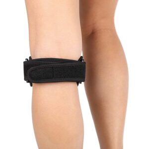 RiptGear Patella Tendon Support Strap - Adjustable Patella Knee Strap - Patellar Stabilizing Knee Compression Strap for Knee Pain - Tendon Strap for Jumpers Knee, Running and Sports (Black (1 Pack))