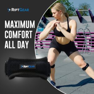 RiptGear Patella Tendon Support Strap - Adjustable Patella Knee Strap - Patellar Stabilizing Knee Compression Strap for Knee Pain - Tendon Strap for Jumpers Knee, Running and Sports (Black (1 Pack))