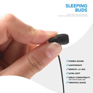 Sleeping Earbud Headphones - Ultra Flexible Silicon Earplugs Noise Cancelling Wired Sleep Earphones with Microphone for Sleeping, Insomnia, Snoring, Air Travel, Relaxation, ASMR (Black)