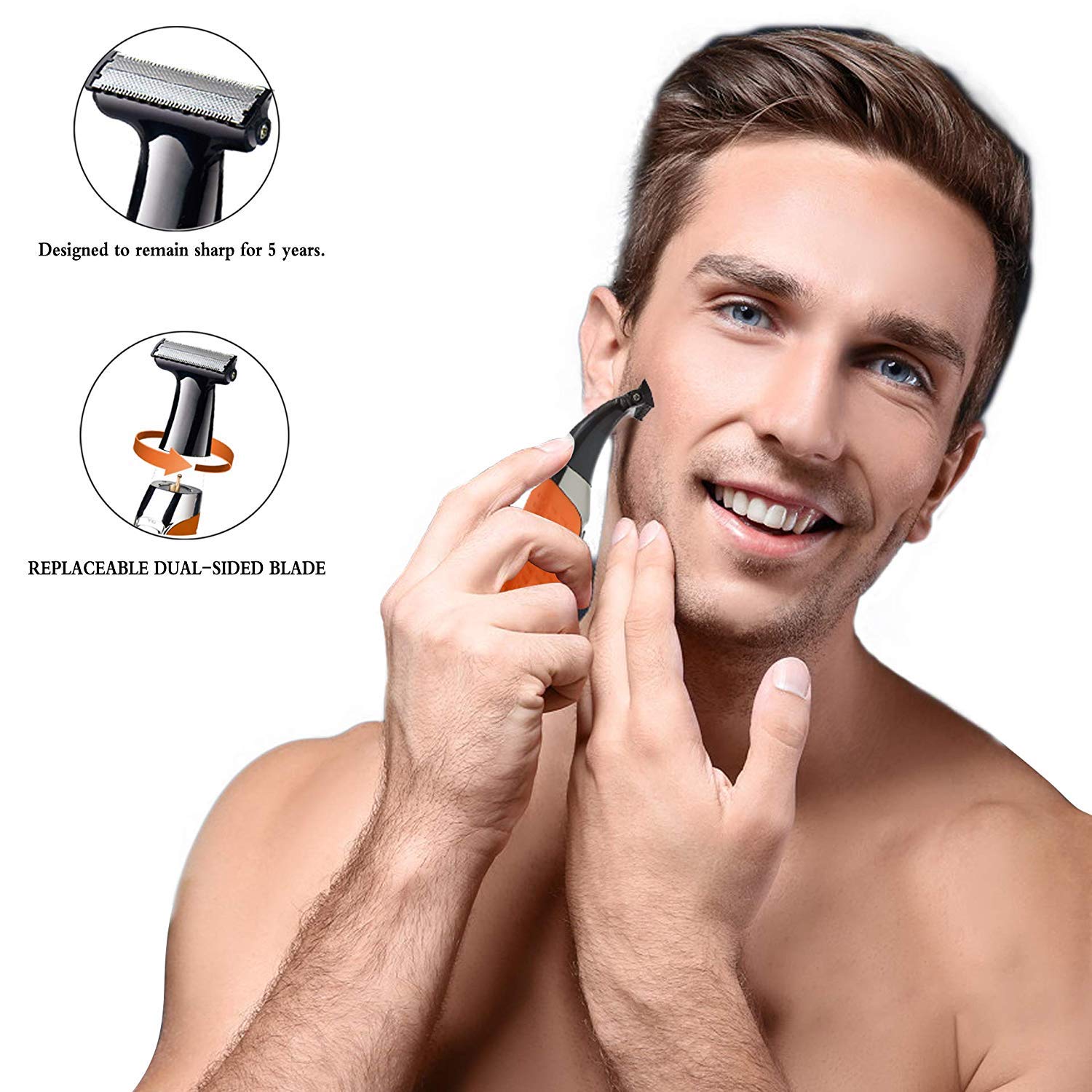 Electric Razor, Beard Trimmer Men, Waterproof Beard Grooming,Cordless USB Rechargeable Body Groomer and Hair Remover for Eyebrow, Beard Facial& Body Hair for Men and Women