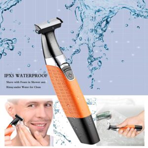 Electric Razor, Beard Trimmer Men, Waterproof Beard Grooming,Cordless USB Rechargeable Body Groomer and Hair Remover for Eyebrow, Beard Facial& Body Hair for Men and Women