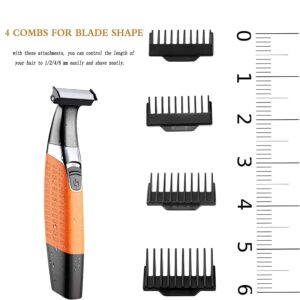 Electric Razor, Beard Trimmer Men, Waterproof Beard Grooming,Cordless USB Rechargeable Body Groomer and Hair Remover for Eyebrow, Beard Facial& Body Hair for Men and Women