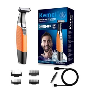 Electric Razor, Beard Trimmer Men, Waterproof Beard Grooming,Cordless USB Rechargeable Body Groomer and Hair Remover for Eyebrow, Beard Facial& Body Hair for Men and Women