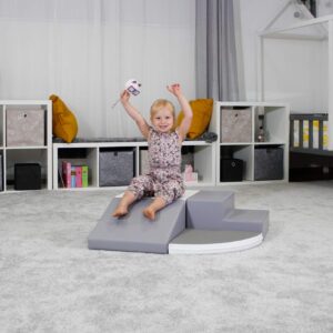 IGLU Indoor Climber XL Soft Play Equipment Foam Set 5 Shapes Baby Climbing Toys Indoor (Grey/White, 4-Piece)