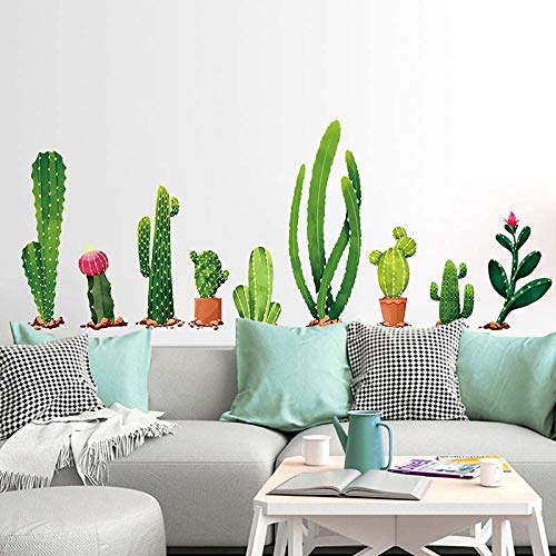 Cactus Wall Decal, H2MTOOL Desert Decor Removable Nursery Tropical Plants Stickers for Kids Living Rooms Office (Cactus)