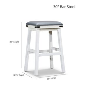 DTY Indoor Living Cortez Bonded Leather Stool, Espresso Finish, 30" Bar Height, Black Leather Seat