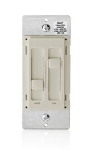 leviton sureslide ceiling fan control and dimmer switch for led, halogen and incandescent bulbs, 66df-10t, light almond