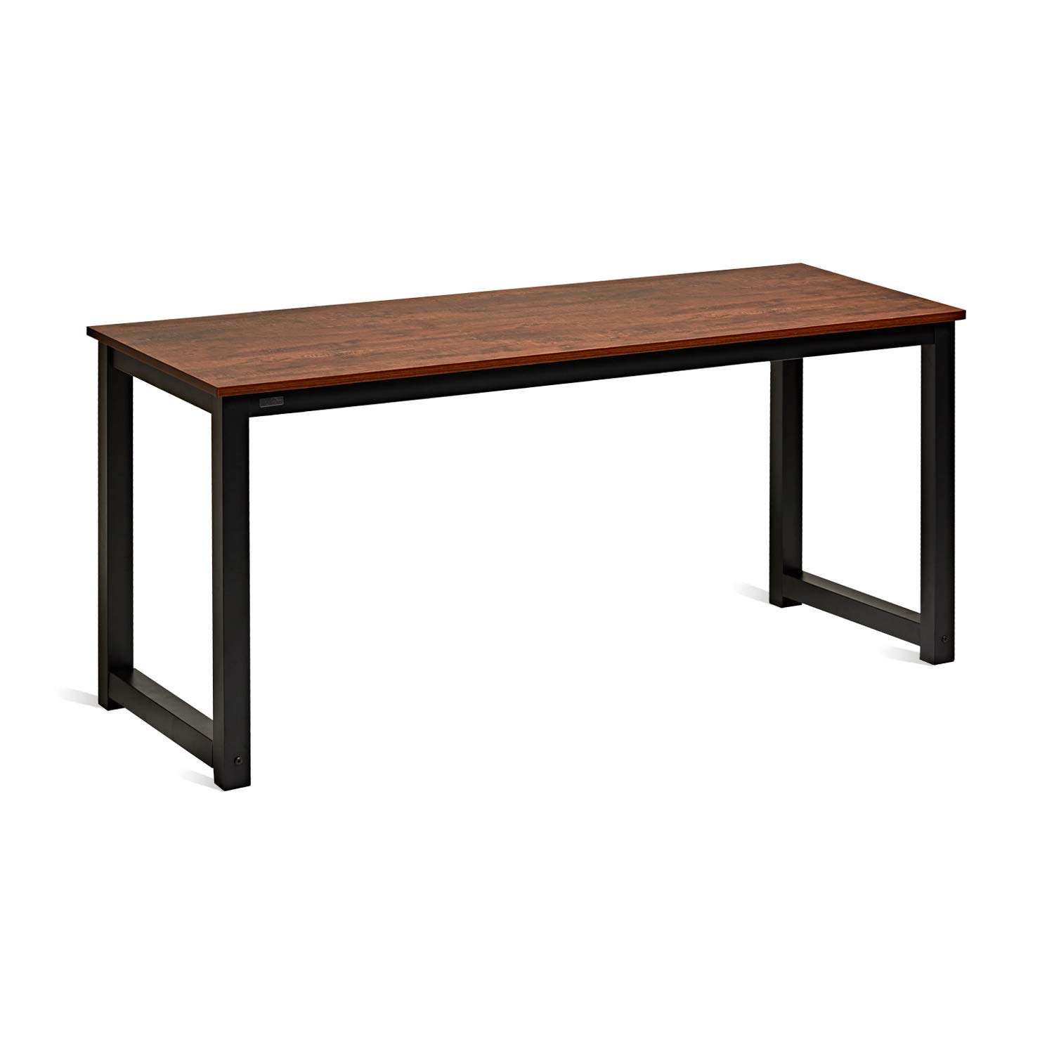 Decoholic Modern Computer Desk 63" Large Workstation Office Desk Computer Table Study Writing Desk for Office Home, with Leg Bars,Industrial Style, Sandalwood Board Black Leg