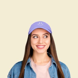 DALIX Smile Baseball Cap Smiling Face Happy Dad Hat Men Women Teens in Lavender