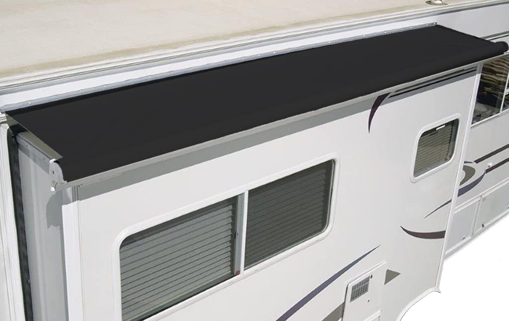 The ShadePro RV Slideout Topper - 140" to 163" Trim to Fit Slide Out Awning Fabric Replacement for RVs and Campers - Ultra-Durable Vinyl Fabric (Black)