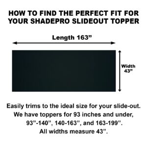 The ShadePro RV Slideout Topper - 140" to 163" Trim to Fit Slide Out Awning Fabric Replacement for RVs and Campers - Ultra-Durable Vinyl Fabric (Black)