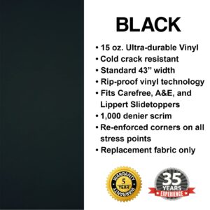 The ShadePro RV Slideout Topper - 140" to 163" Trim to Fit Slide Out Awning Fabric Replacement for RVs and Campers - Ultra-Durable Vinyl Fabric (Black)