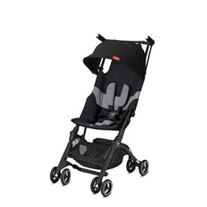 gb pockit+ all-terrain, ultra compact lightweight travel stroller with canopy and reclining seat in velvet black