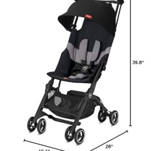 gb Pockit+ All-Terrain, Ultra Compact Lightweight Travel Stroller with Canopy and Reclining Seat in Velvet Black