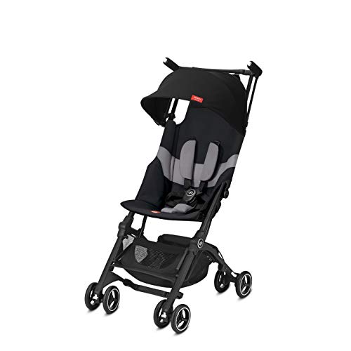 gb Pockit+ All-Terrain, Ultra Compact Lightweight Travel Stroller with Canopy and Reclining Seat in Velvet Black