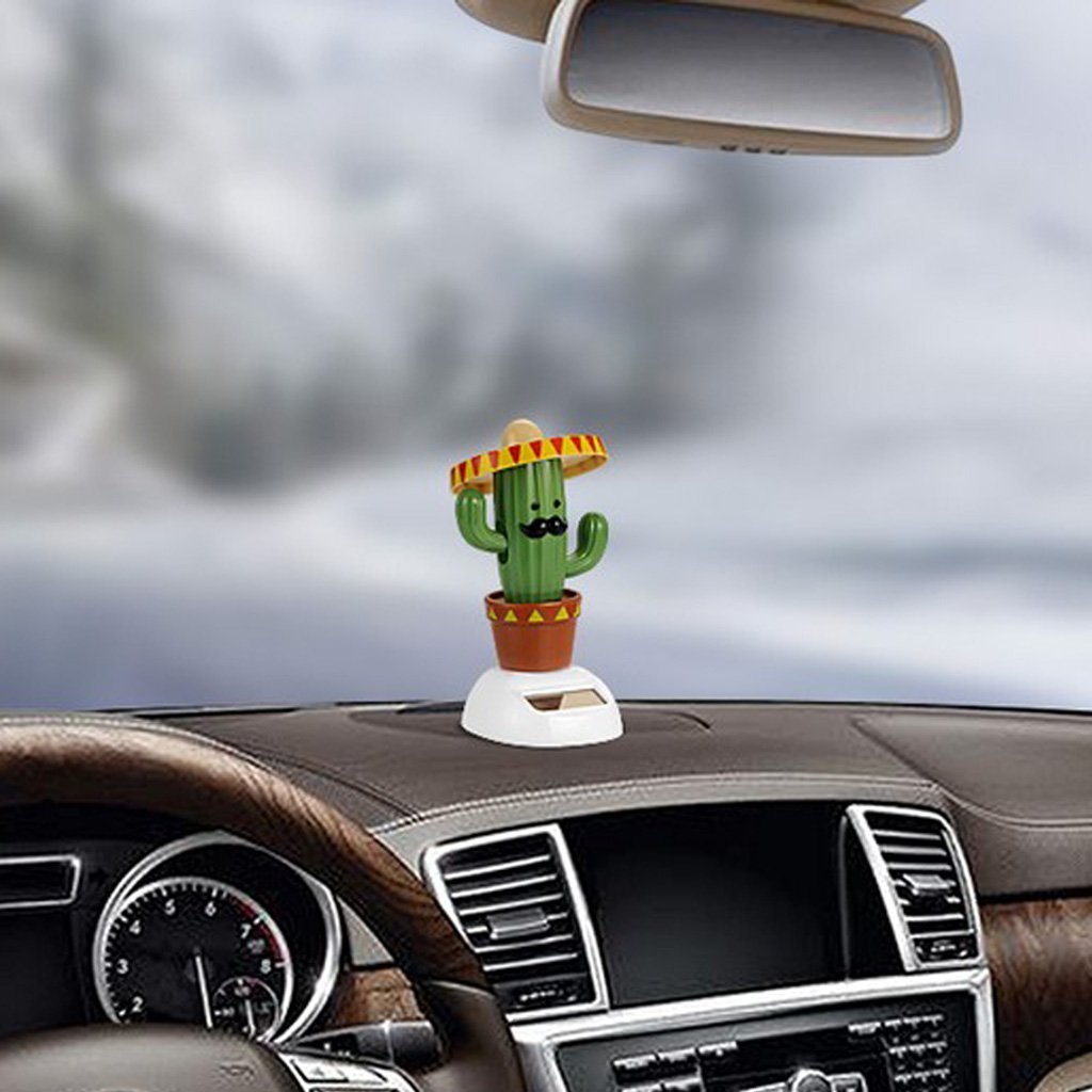 Cactus Solar Powered Shaking Head Dancing Car Ornament Dashboard Decoration Toy Gift - Cactus