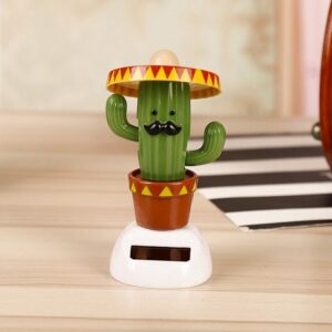 Cactus Solar Powered Shaking Head Dancing Car Ornament Dashboard Decoration Toy Gift - Cactus