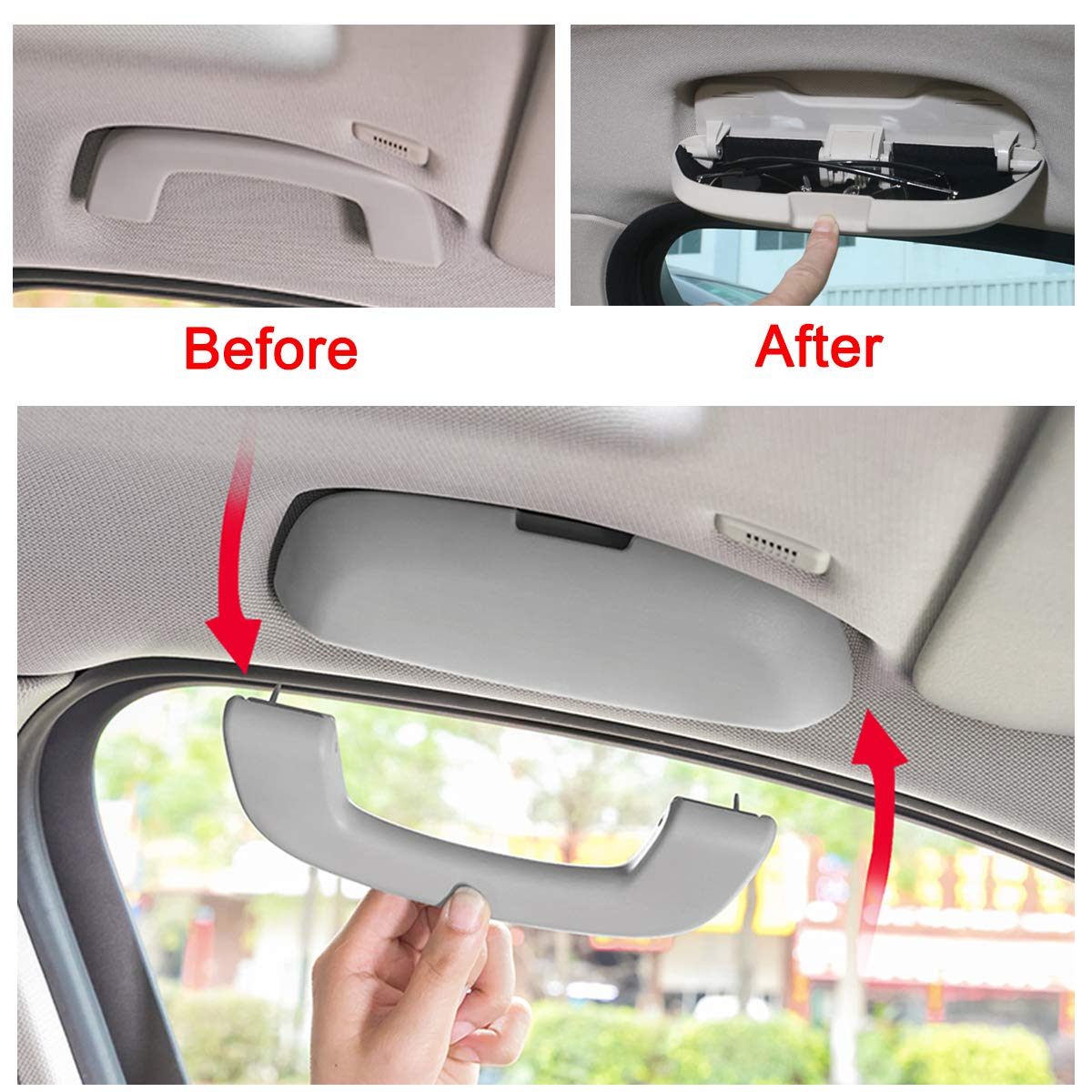 Sunglasses Holder for BMW 1 3 5 6 7 X3 X5 X7 Series,Glasses Case Storage Box Replace for Driver Side Overhead Grab Handle (Fits:F30 F31 F80 F34 F10 F11 F25/G20 G30 G31 G32 G11 G12 G01 G05 G07) (Gray)