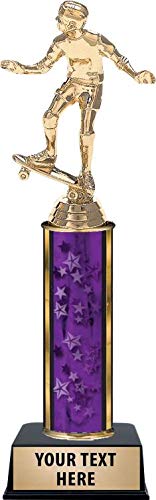 Crown Awards Skateboard Rider Trophies, Personalized Purple Skateboard Rider Trophy with Custom Engraving