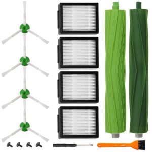 dld replacement accessory kit for irobot roomba i7 i7+/i7 plus e5 e6 vacuum cleaner.replacement parts set (2 set of multi-surface rubber brushes,4 side brushes,4 filters,1 tools)