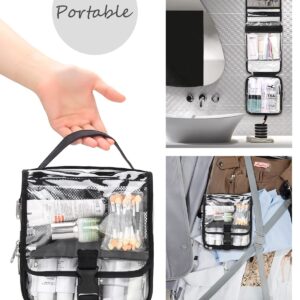 Relavel Hanging Toiletry Bag TSA Approved Clear Toiletry Bag for Women and Men 2 in 1 Removable TSA Liquids Travel Bag Waterproof Carry On Airline 3-1-1 Compliant Bag Quart Sized Luggage Pouch (Clear)