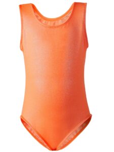 dancina girls gymnastics tank top leotard dancewear sparkle orange 4