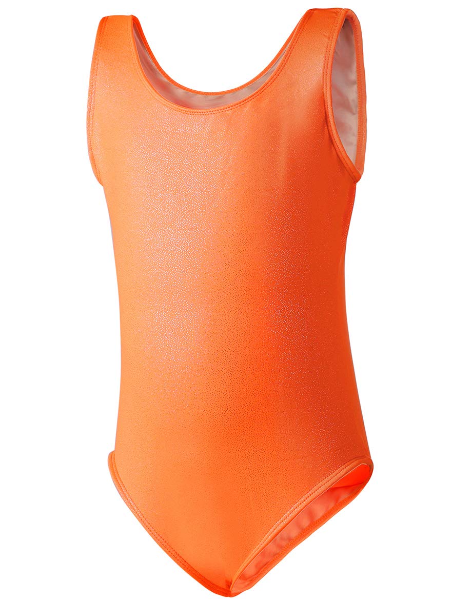 Dancina Girls Gymnastics Tank Top Leotard Dancewear Sparkle Orange 4