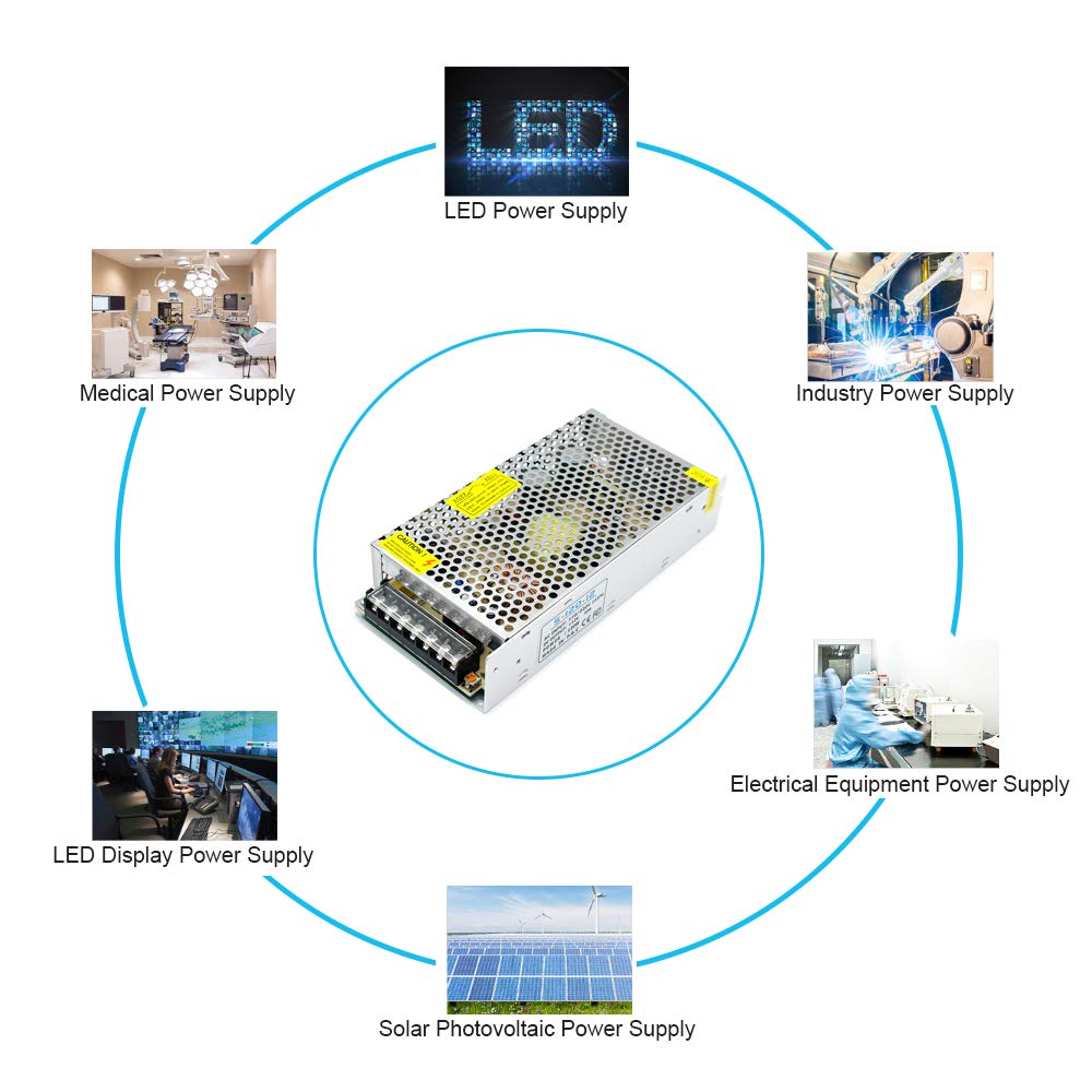 inShareplus 12V 10A 120W, DC Universal Regulated Switching Power Supply, 100-240V AC to DC 12 Volt LED Driver, Converter, Transformer for LED Strip Light, Computer Project,