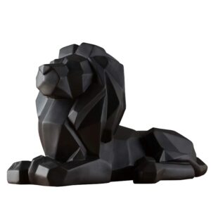 fjwysangu abstract lion statues hand craved animal resin sculpture modern home decoration black