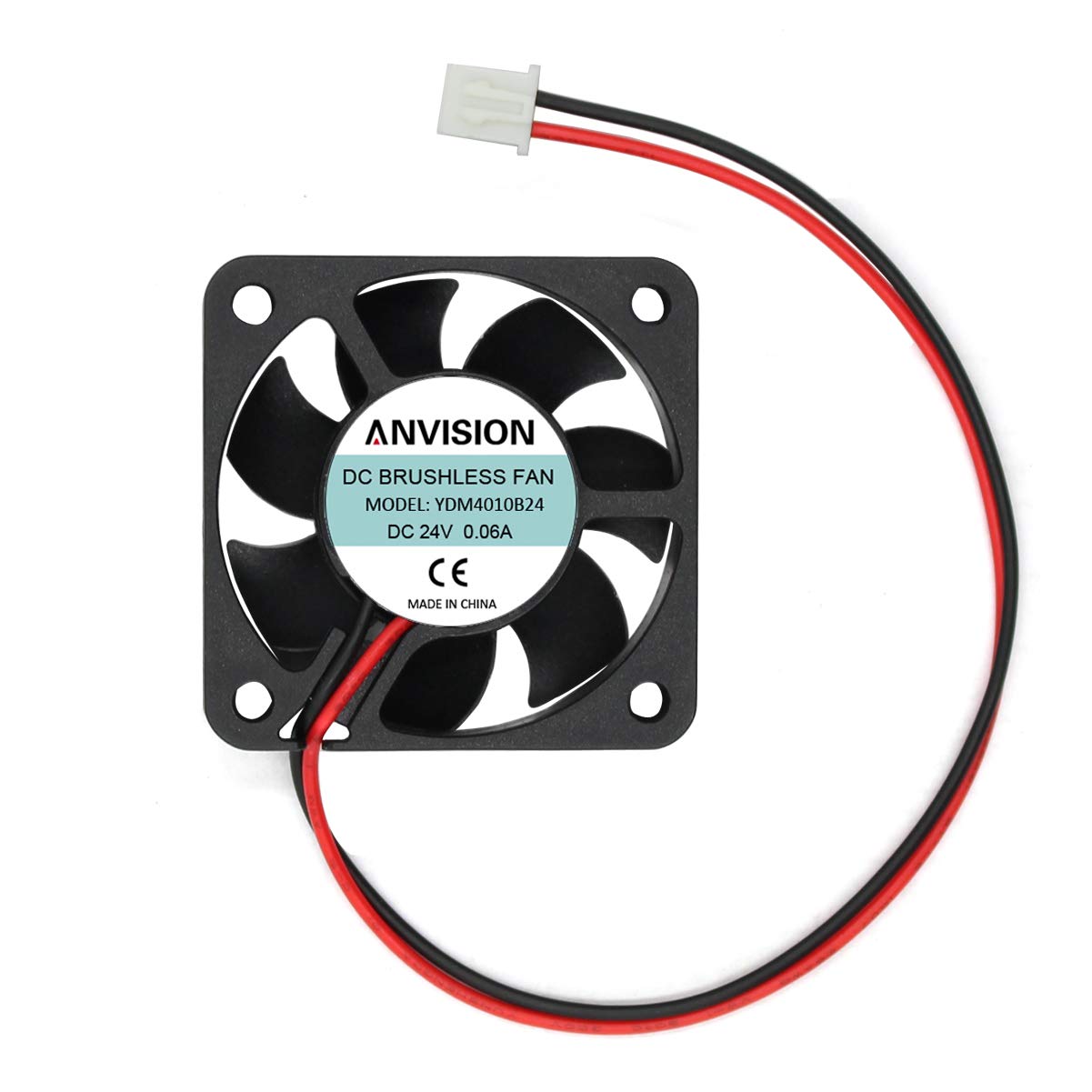 ANVISION DC 24V 40mm x 10mm Brushless Cooling Fan, Dual Ball Bearing, 2 Pin