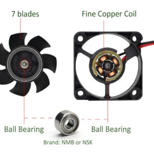 ANVISION DC 24V 40mm x 10mm Brushless Cooling Fan, Dual Ball Bearing, 2 Pin