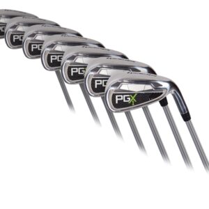 PGX Single Length Iron Set, 5-PW + AW (7 Clubs), Silver and Black