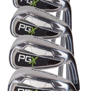 PGX Single Length Iron Set, 5-PW + AW (7 Clubs), Silver and Black