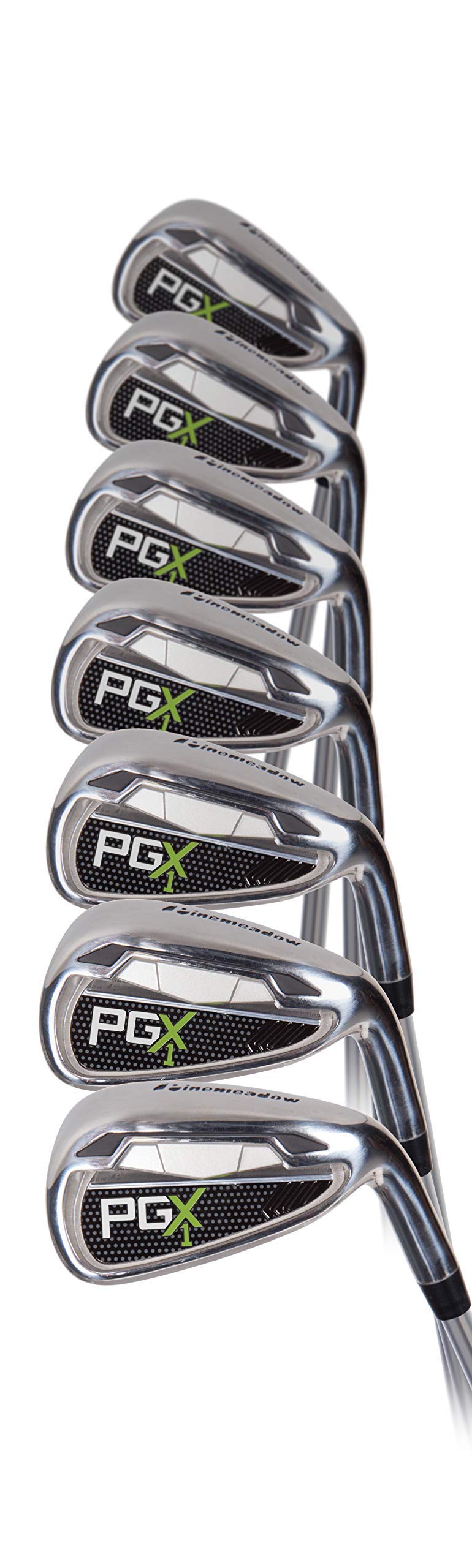 PGX Single Length Iron Set, 5-PW + AW (7 Clubs), Silver and Black