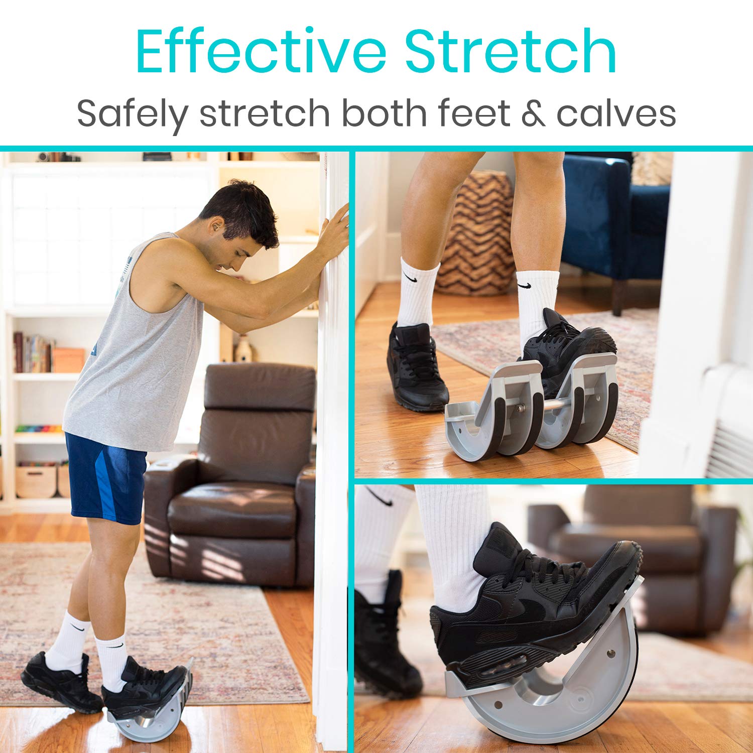 Vive Foot Rocker - Dual Calf Stretcher for Achilles Tendinitis, Heel, Feet, Shin Splint, Plantar Fasciitis Pain Relief- Stretches Strained Leg Muscle- Ankle Wedge Stretch Improves Flexibility (2 Feet)