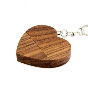 5PCS/10PCS Heart-Shaped Wood 2.0/3.0 USB Flash Drive USB Disk Memory Stick with Wooden (3.0/32GB, Walnut-5PCS)