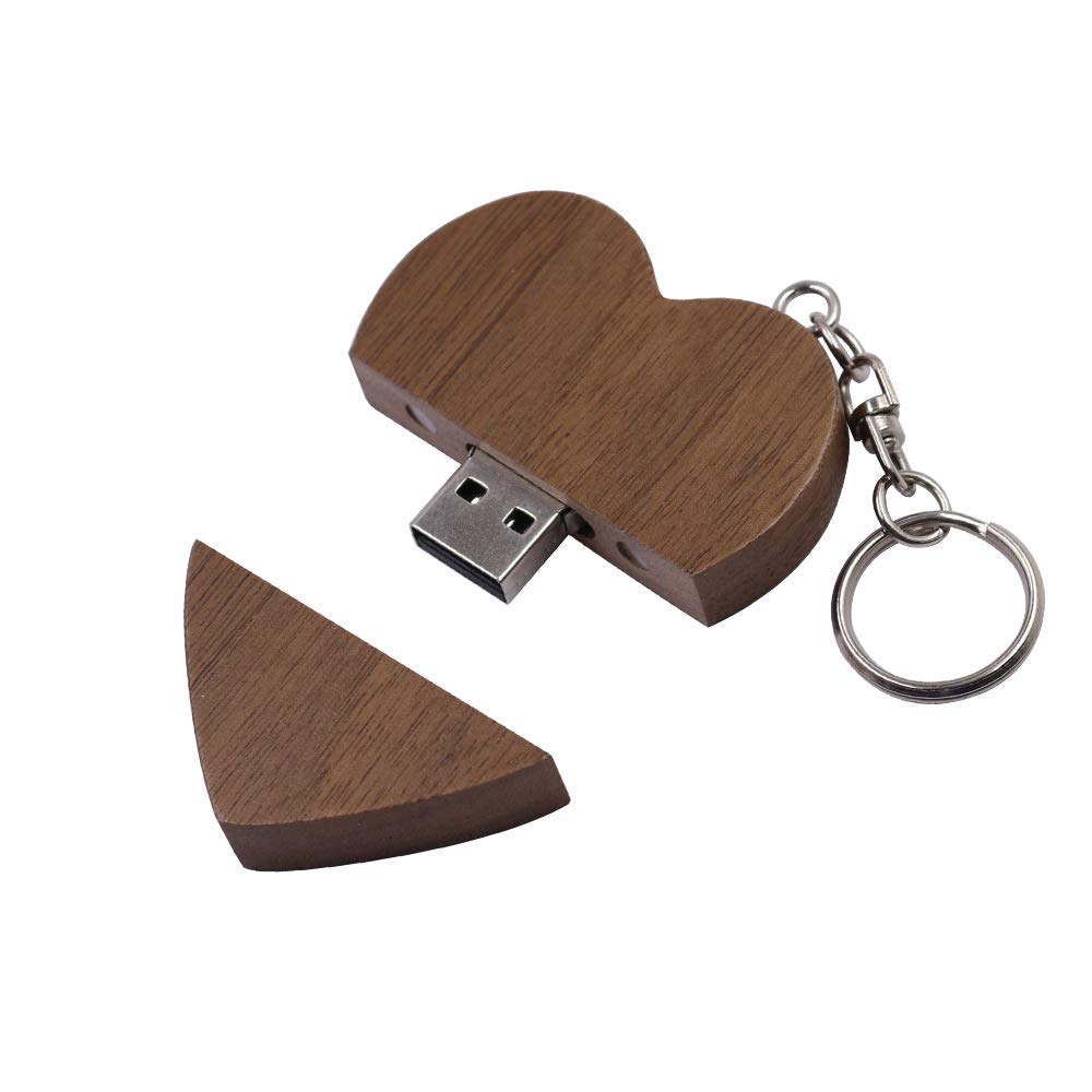 5PCS/10PCS Heart-Shaped Wood 2.0/3.0 USB Flash Drive USB Disk Memory Stick with Wooden (3.0/32GB, Walnut-5PCS)